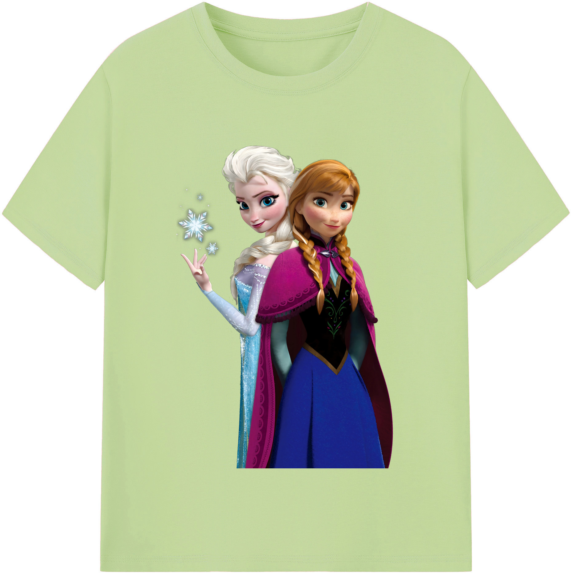 （画像用） アナと雪の女王 アンナ エルサ Frozen Anna Elsa 綿100％半袖Tシャツ（フロントプリント）
